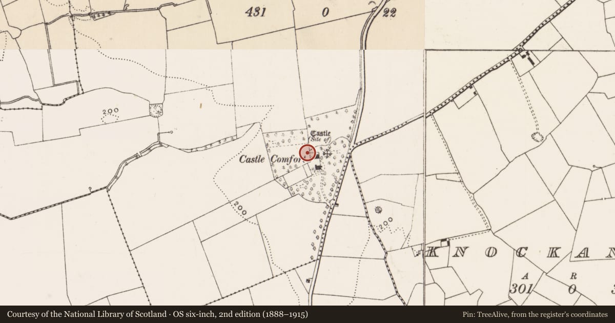 Ordnance Survey six-inch map, 2nd edition (1888–1915) covering the location of Burial, Farnane, County Limerick, with a pin at the register's coordinates