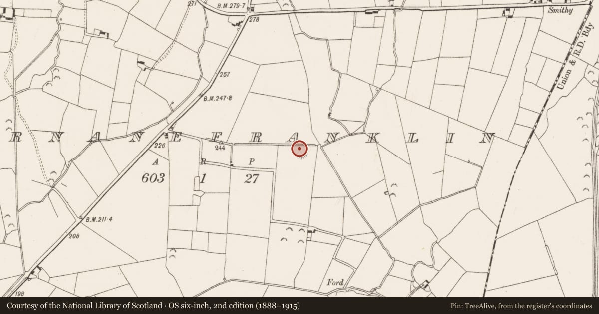 Ordnance Survey six-inch map, 2nd edition (1888–1915) covering the location of Ringfort - rath, Farnane Franklin, County Limerick, with a pin at the register's coordinates