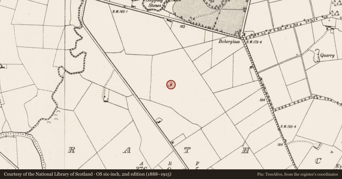 Ordnance Survey six-inch map, 2nd edition (1888–1915) covering the location of Ringfort - rath, County Limerick, with a pin at the register's coordinates