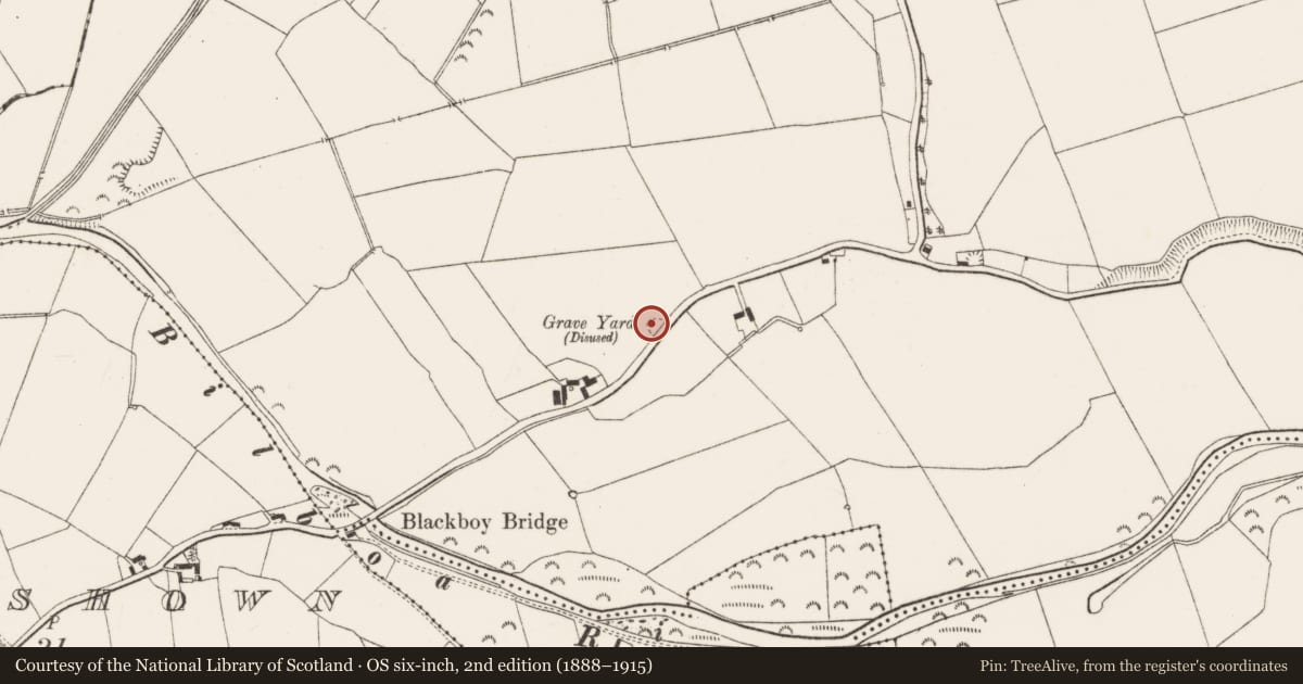 Ordnance Survey six-inch map, 2nd edition (1888–1915) covering the location of Children's burial ground, Bilboa, County Limerick, with a pin at the register's coordinates