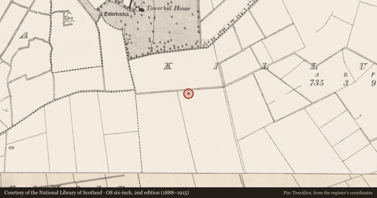Ordnance Survey six-inch map, 2nd edition (1888–1915) covering the location of Enclosure, Killuragh, County Limerick, with a pin at the register's coordinates