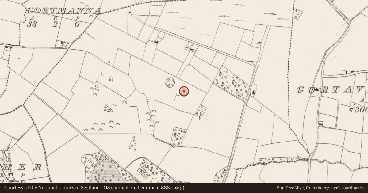 Ordnance Survey six-inch map, 2nd edition (1888–1915) covering the location of Enclosure, Castlegarde, County Limerick, with a pin at the register's coordinates