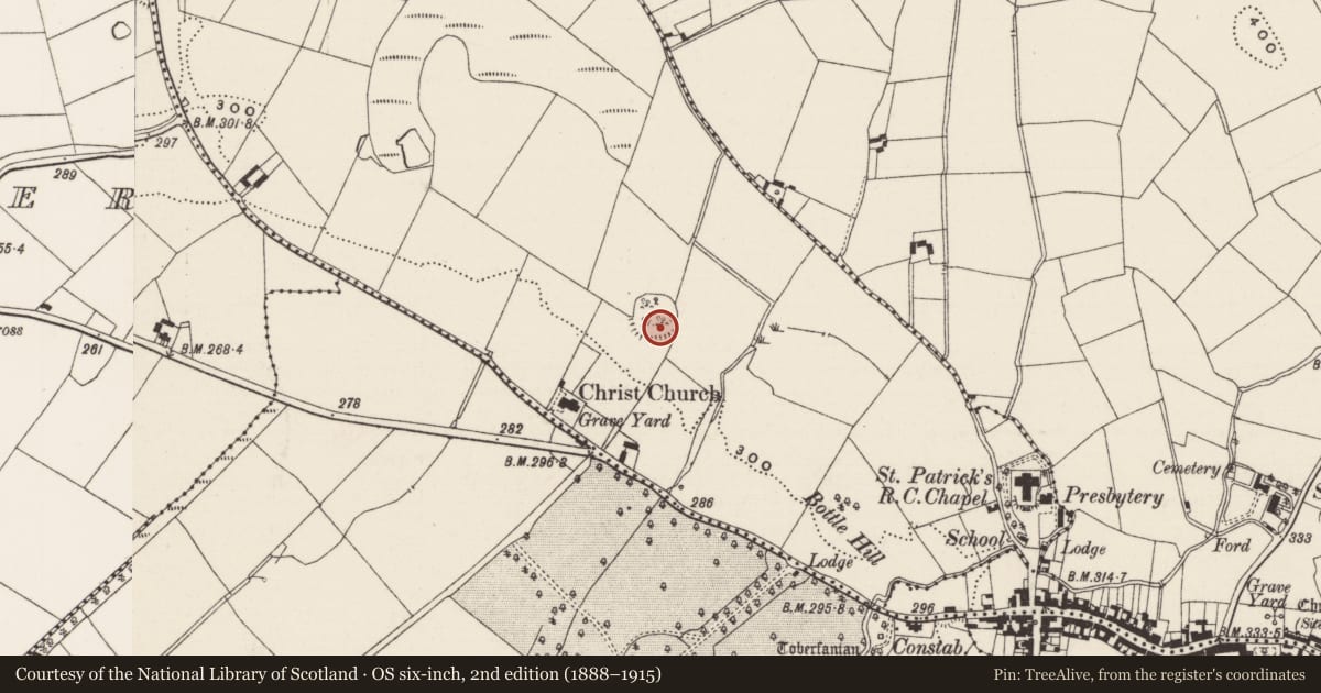 Ordnance Survey six-inch map, 2nd edition (1888–1915) covering the location of Ringfort - rath, Cooga Upper, County Limerick, with a pin at the register's coordinates