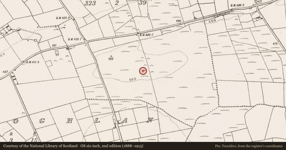 Ordnance Survey six-inch map, 2nd edition (1888–1915) covering the location of Mound, Ballycullane Upper, County Limerick, with a pin at the register's coordinates