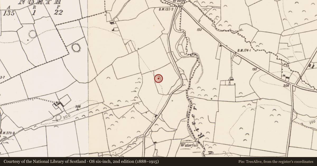 Ordnance Survey six-inch map, 2nd edition (1888–1915) covering the location of Enclosure, Ballygiltenan Lower, County Limerick, with a pin at the register's coordinates