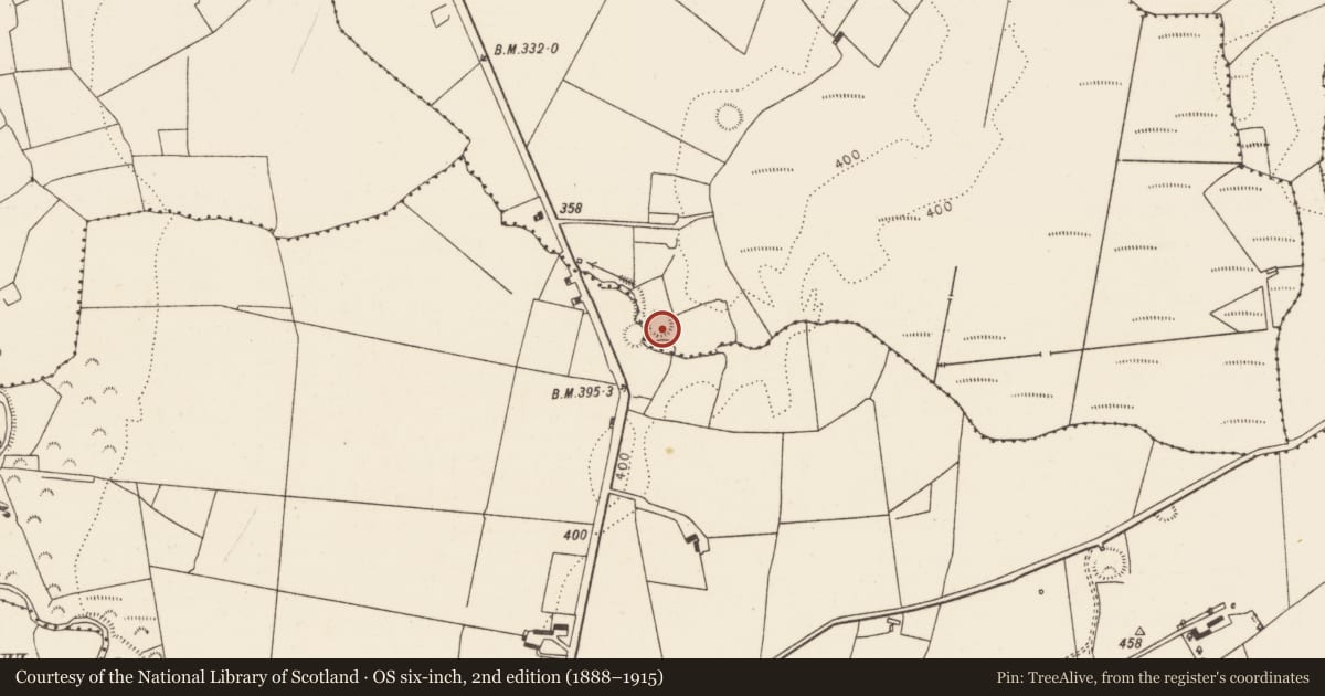 Ordnance Survey six-inch map, 2nd edition (1888–1915) covering the location of Cliff-edge fort, Cloonty, County Limerick, with a pin at the register's coordinates