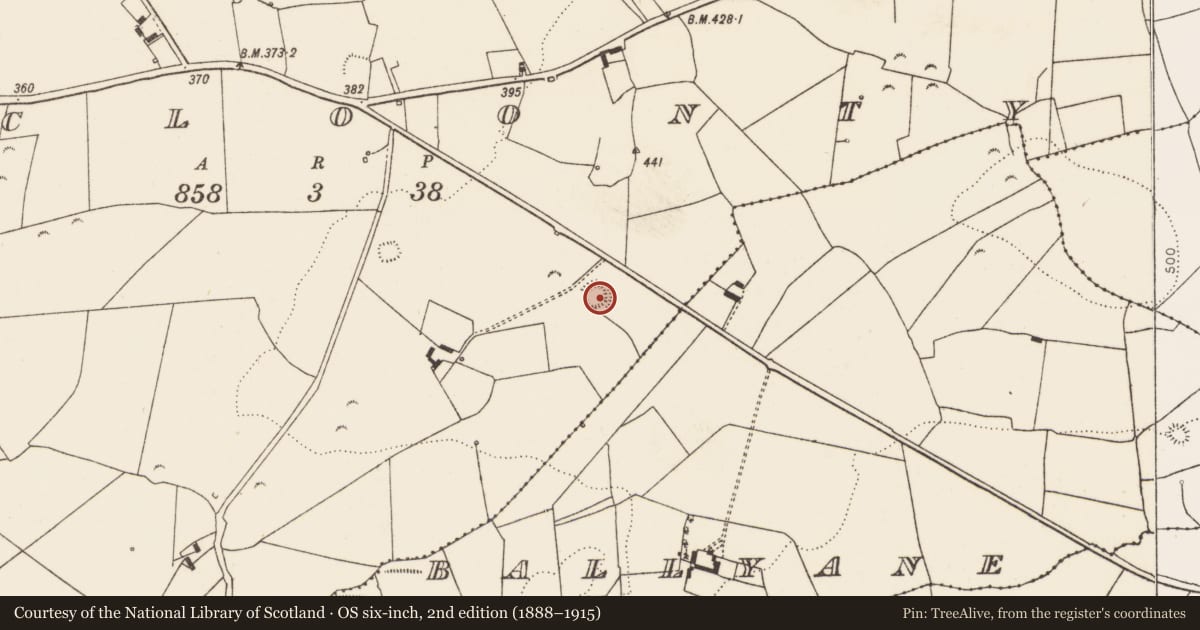 Ordnance Survey six-inch map, 2nd edition (1888–1915) covering the location of Ringfort - rath, Cloonty, County Limerick, with a pin at the register's coordinates