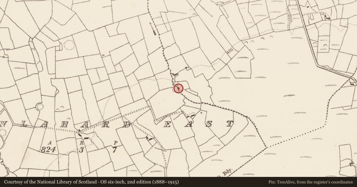 Ordnance Survey six-inch map, 2nd edition (1888–1915) covering the location of Ringfort - rath, Cloonlahard East, County Limerick, with a pin at the register's coordinates