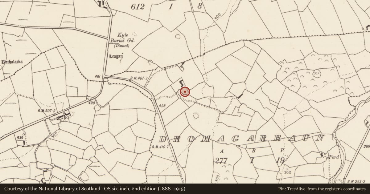 Ordnance Survey six-inch map, 2nd edition (1888–1915) covering the location of Well, Dromagarraun, County Limerick, with a pin at the register's coordinates