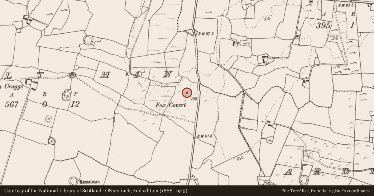 Ordnance Survey six-inch map, 2nd edition (1888–1915) covering the location of Ringfort - rath, Cooltomin, County Limerick, with a pin at the register's coordinates