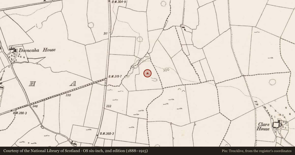 Ordnance Survey six-inch map, 2nd edition (1888–1915) covering the location of Mound, Corbally, County Limerick, with a pin at the register's coordinates