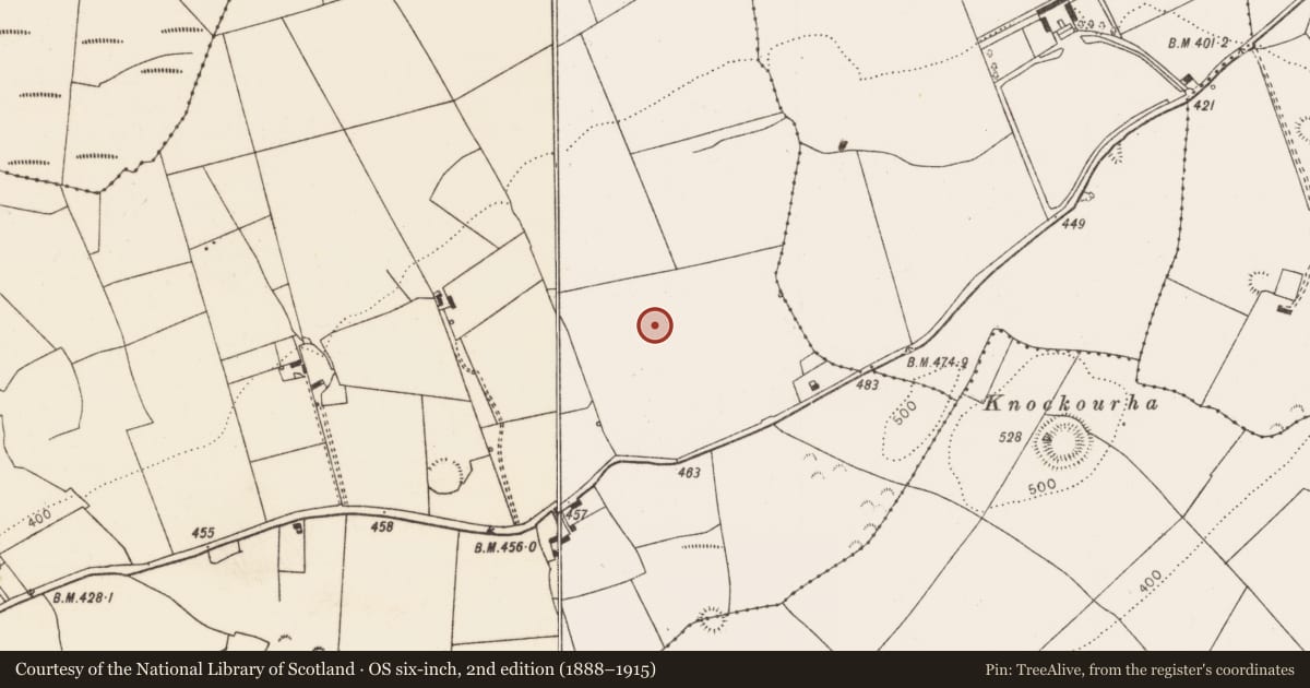 Ordnance Survey six-inch map, 2nd edition (1888–1915) covering the location of Enclosure, Cloonty, County Limerick, with a pin at the register's coordinates