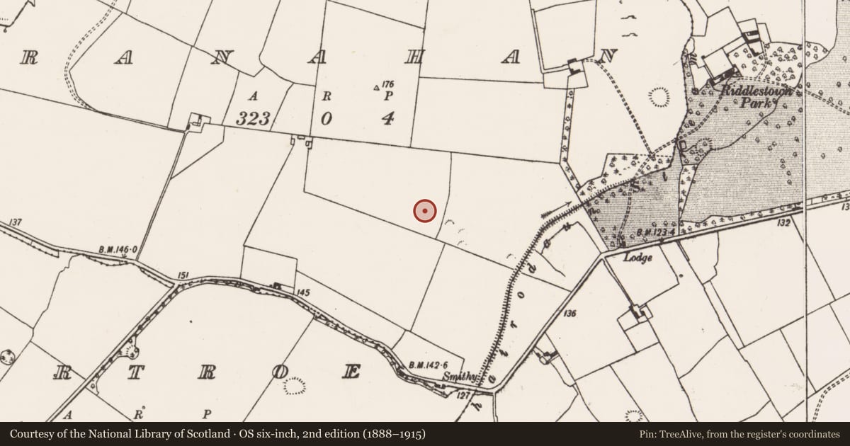 Ordnance Survey six-inch map, 2nd edition (1888–1915) covering the location of Earthwork, Ranahan, County Limerick, with a pin at the register's coordinates