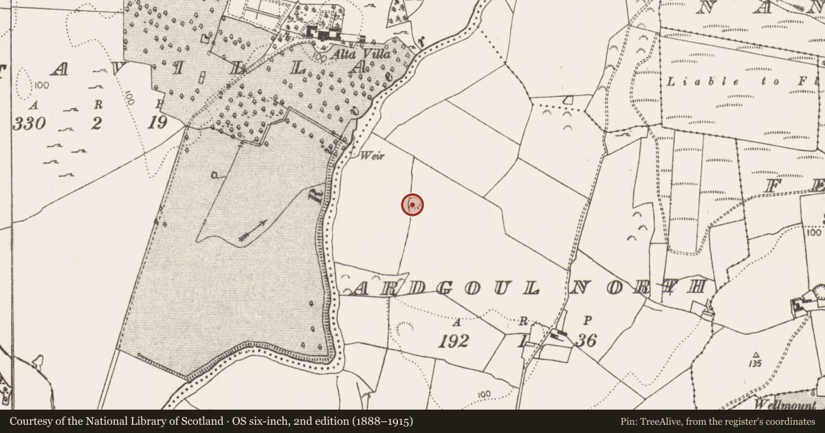 Ordnance Survey six-inch map, 2nd edition (1888–1915) covering the location of Ringfort - rath, Ardgoul North, County Limerick, with a pin at the register's coordinates