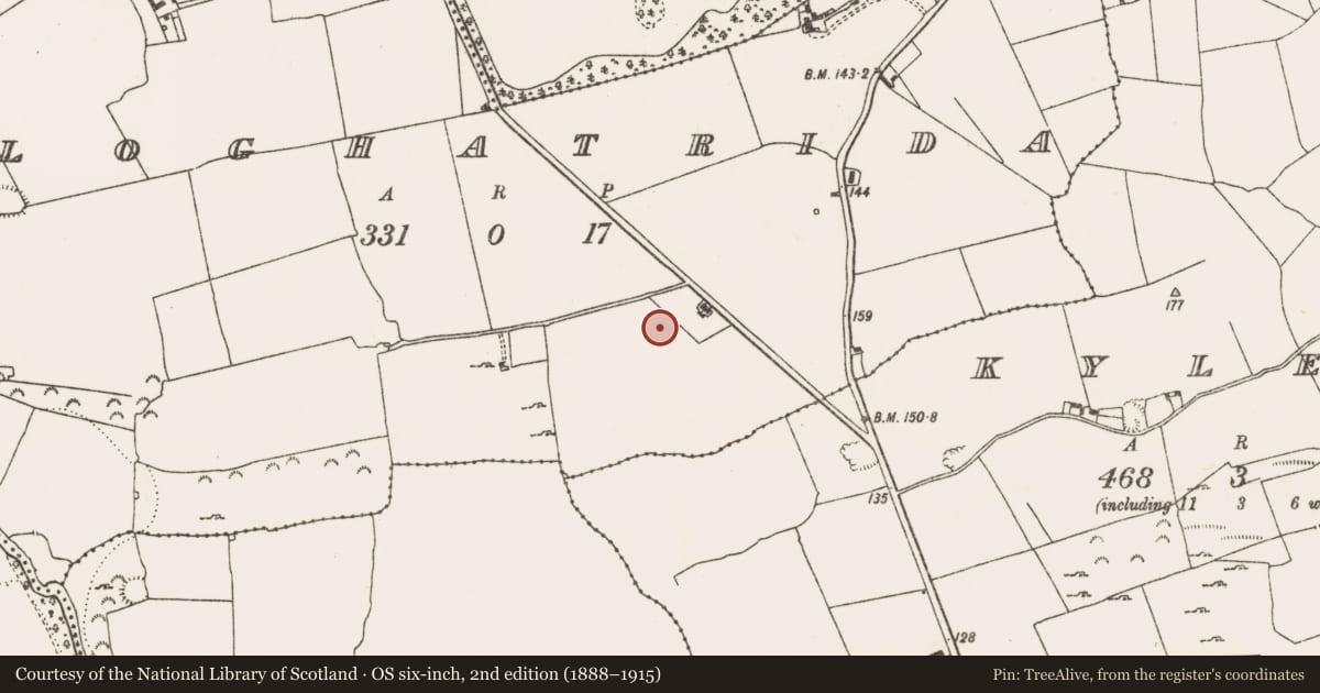 Ordnance Survey six-inch map, 2nd edition (1888–1915) covering the location of Ringfort - rath, Cloghatrida, County Limerick, with a pin at the register's coordinates