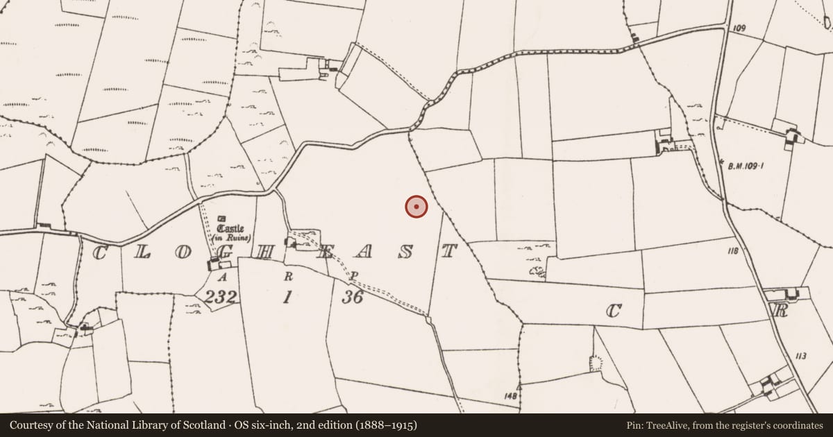 Ordnance Survey six-inch map, 2nd edition (1888–1915) covering the location of Excavation - miscellaneous, Clogh East, County Limerick, with a pin at the register's coordinates
