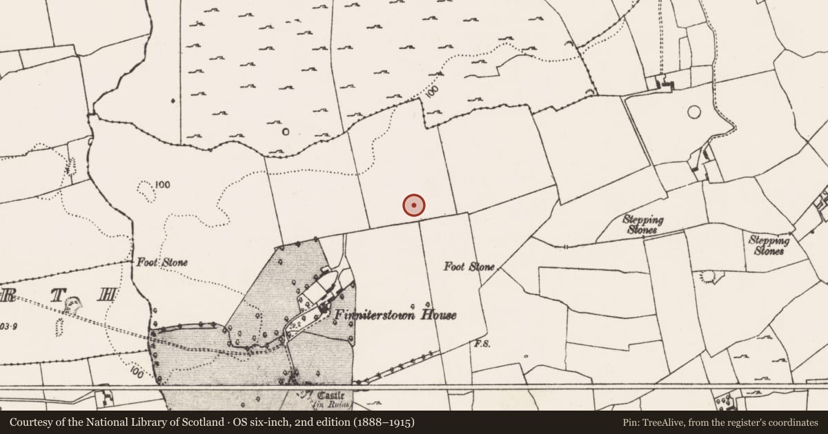 Ordnance Survey six-inch map, 2nd edition (1888–1915) covering the location of Ringfort - unclassified, Finniterstown, County Limerick, with a pin at the register's coordinates