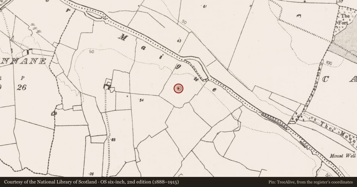 Ordnance Survey six-inch map, 2nd edition (1888–1915) covering the location of Barrow - mound barrow, Dunnaman, County Limerick, with a pin at the register's coordinates