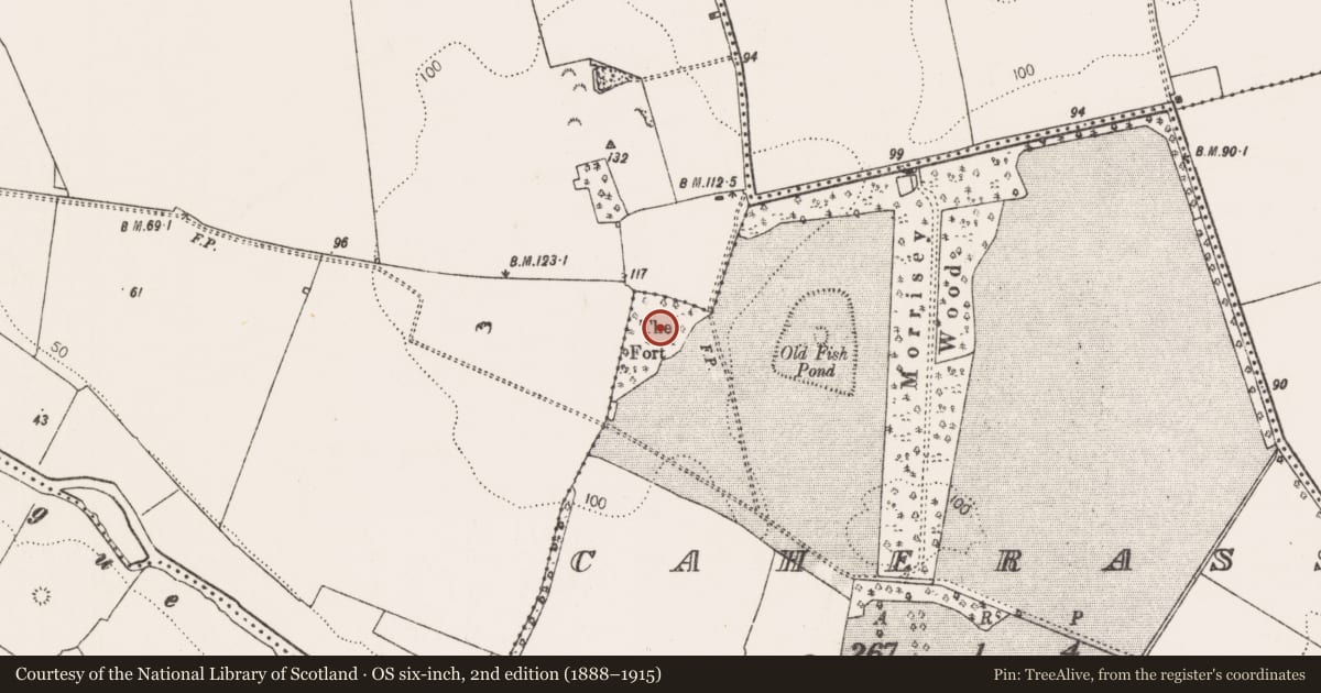 Ordnance Survey six-inch map, 2nd edition (1888–1915) covering the location of Ringfort - rath, Caherass, County Limerick, with a pin at the register's coordinates