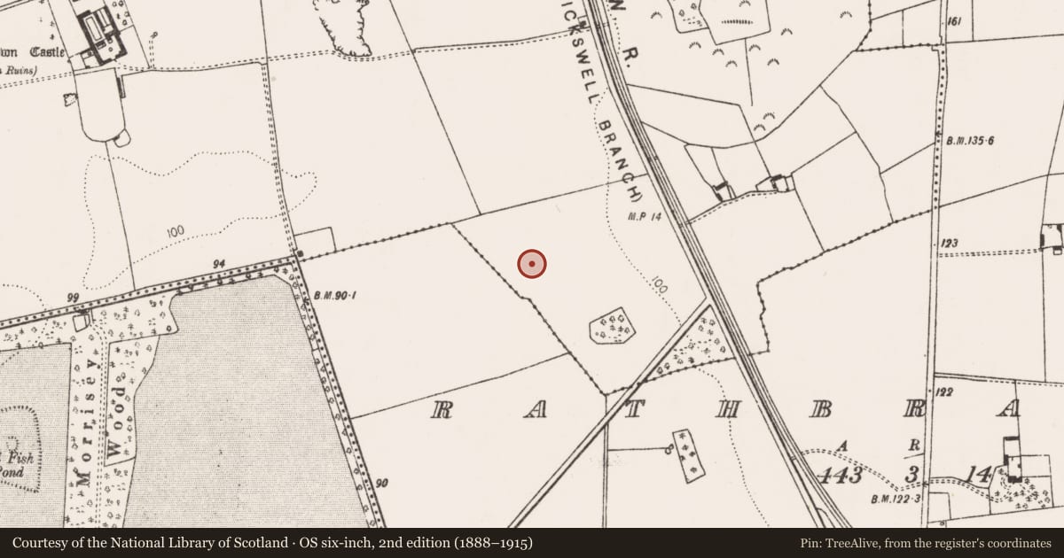 Ordnance Survey six-inch map, 2nd edition (1888–1915) covering the location of Ringfort - rath, Fanningstown, Rathbranagh, County Limerick, with a pin at the register's coordinates