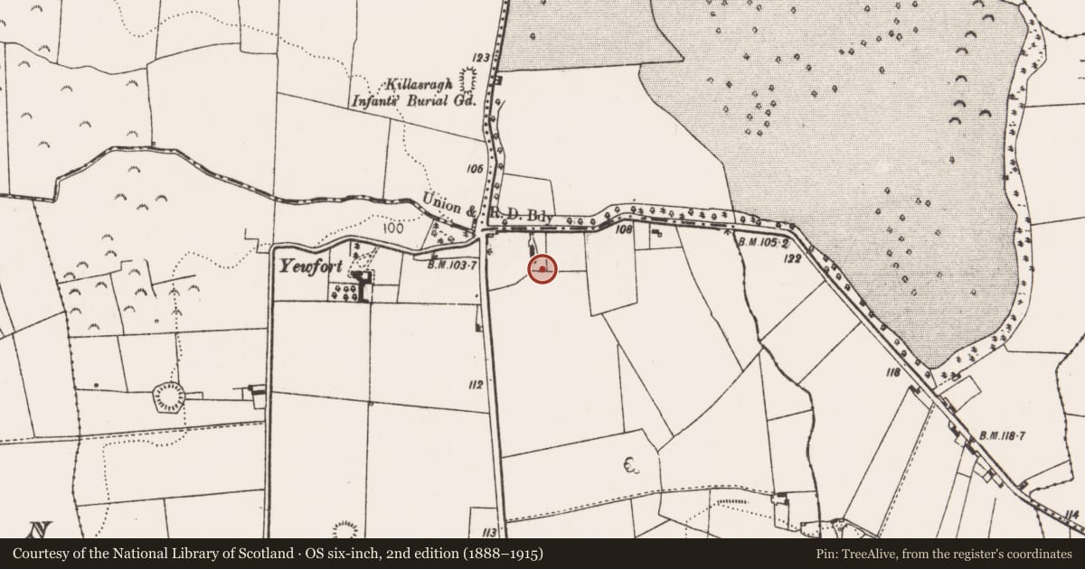 Ordnance Survey six-inch map, 2nd edition (1888–1915) covering the location of House - prehistoric, Ballygeale, County Limerick, with a pin at the register's coordinates