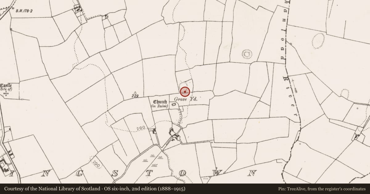 Ordnance Survey six-inch map, 2nd edition (1888–1915) covering the location of House - indeterminate date, Fanningstown, County Limerick, with a pin at the register's coordinates