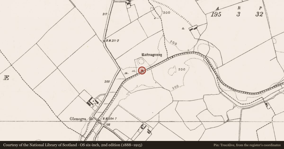 Ordnance Survey six-inch map, 2nd edition (1888–1915) covering the location of Well, Ballyea, County Limerick, with a pin at the register's coordinates