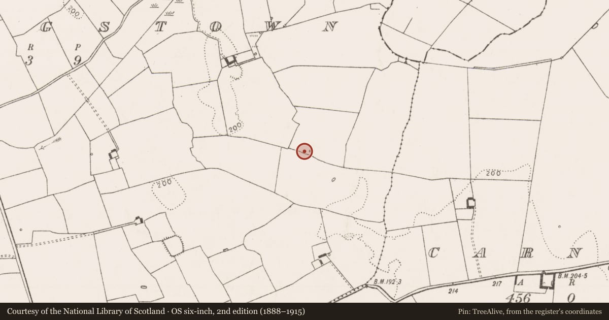 Ordnance Survey six-inch map, 2nd edition (1888–1915) covering the location of Enclosure, Fanningstown, County Limerick, with a pin at the register's coordinates