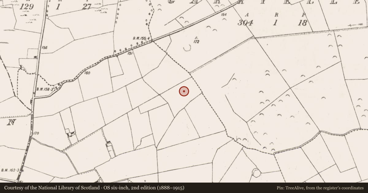 Ordnance Survey six-inch map, 2nd edition (1888–1915) covering the location of Enclosure, Kilderry, County Limerick, with a pin at the register's coordinates