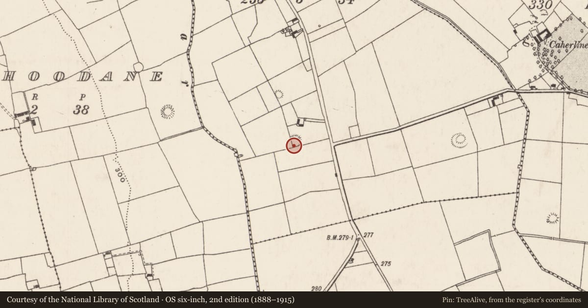 Ordnance Survey six-inch map, 2nd edition (1888–1915) covering the location of Enclosure, Doonvullen Lower, County Limerick, with a pin at the register's coordinates
