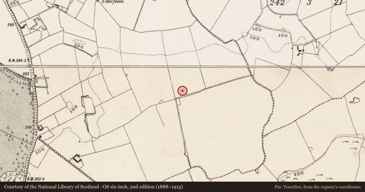Ordnance Survey six-inch map, 2nd edition (1888–1915) covering the location of Enclosure, Ballymacreese, County Limerick, with a pin at the register's coordinates