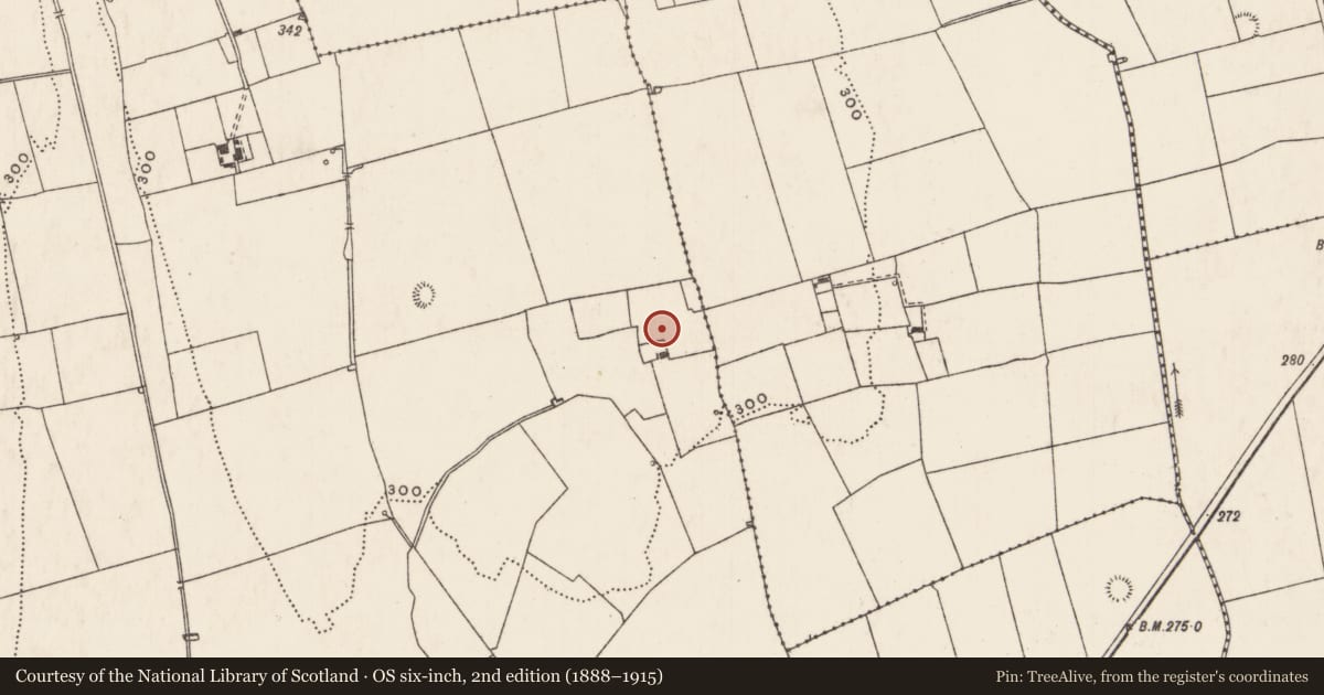 Ordnance Survey six-inch map, 2nd edition (1888–1915) covering the location of Enclosure, Caherelly East, County Limerick, with a pin at the register's coordinates