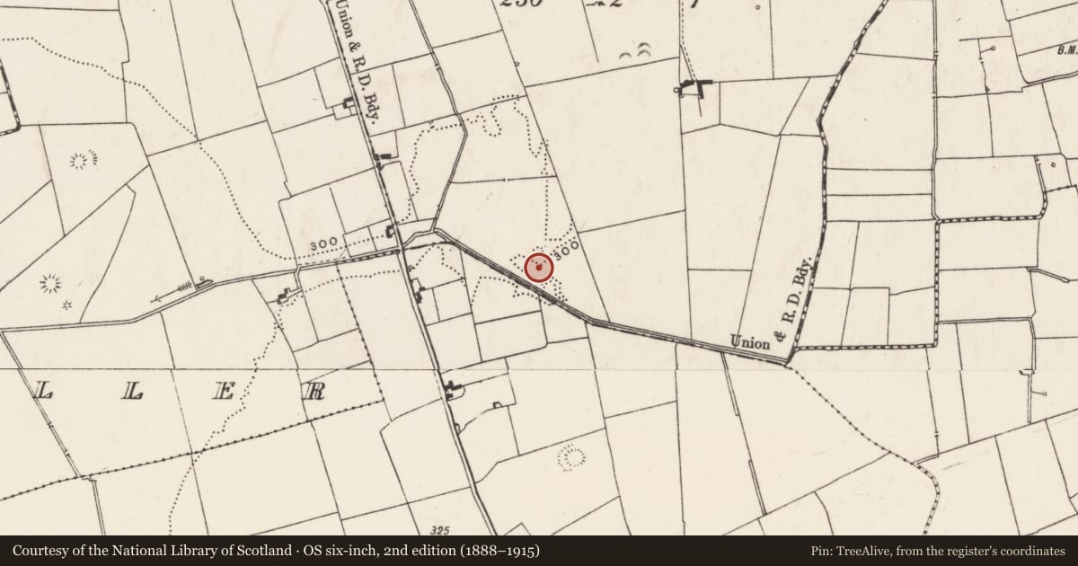 Ordnance Survey six-inch map, 2nd edition (1888–1915) covering the location of Barrow - ring-barrow, Galboola, County Limerick, with a pin at the register's coordinates