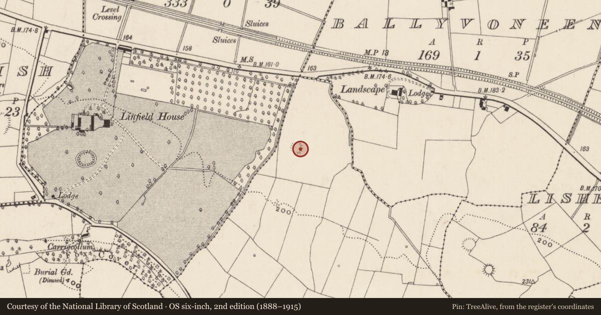 Ordnance Survey six-inch map, 2nd edition (1888–1915) covering the location of Enclosure, Bunavie, County Limerick, with a pin at the register's coordinates