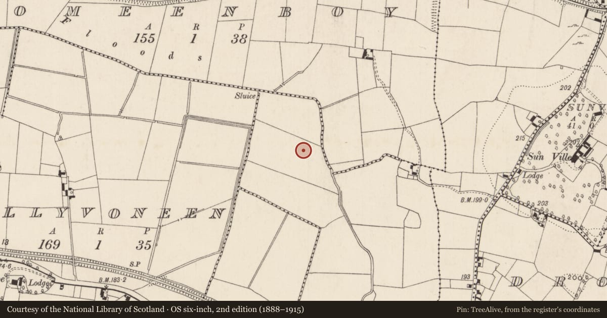 Ordnance Survey six-inch map, 2nd edition (1888–1915) covering the location of Enclosure, Nicker, County Limerick, with a pin at the register's coordinates