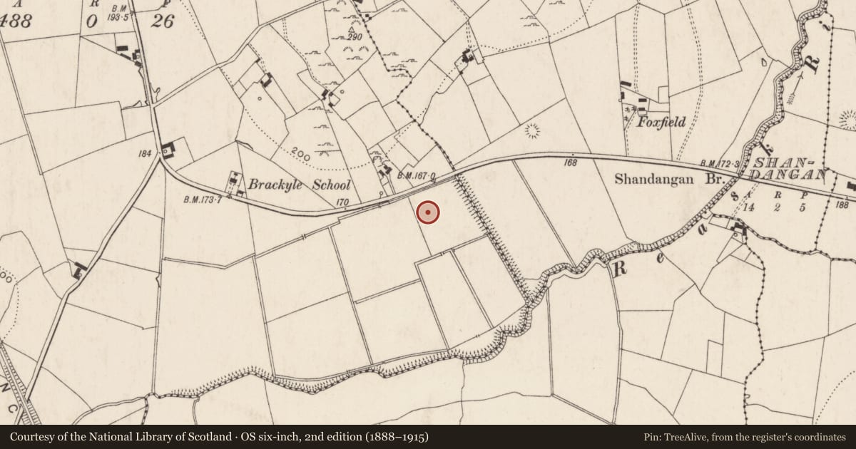 Ordnance Survey six-inch map, 2nd edition (1888–1915) covering the location of Enclosure, Brackyle, County Limerick, with a pin at the register's coordinates
