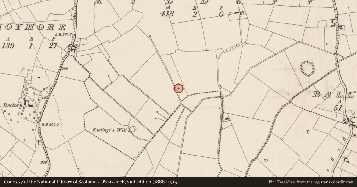 Ordnance Survey six-inch map, 2nd edition (1888–1915) covering the location of Enclosure, Kilduff, County Limerick, with a pin at the register's coordinates
