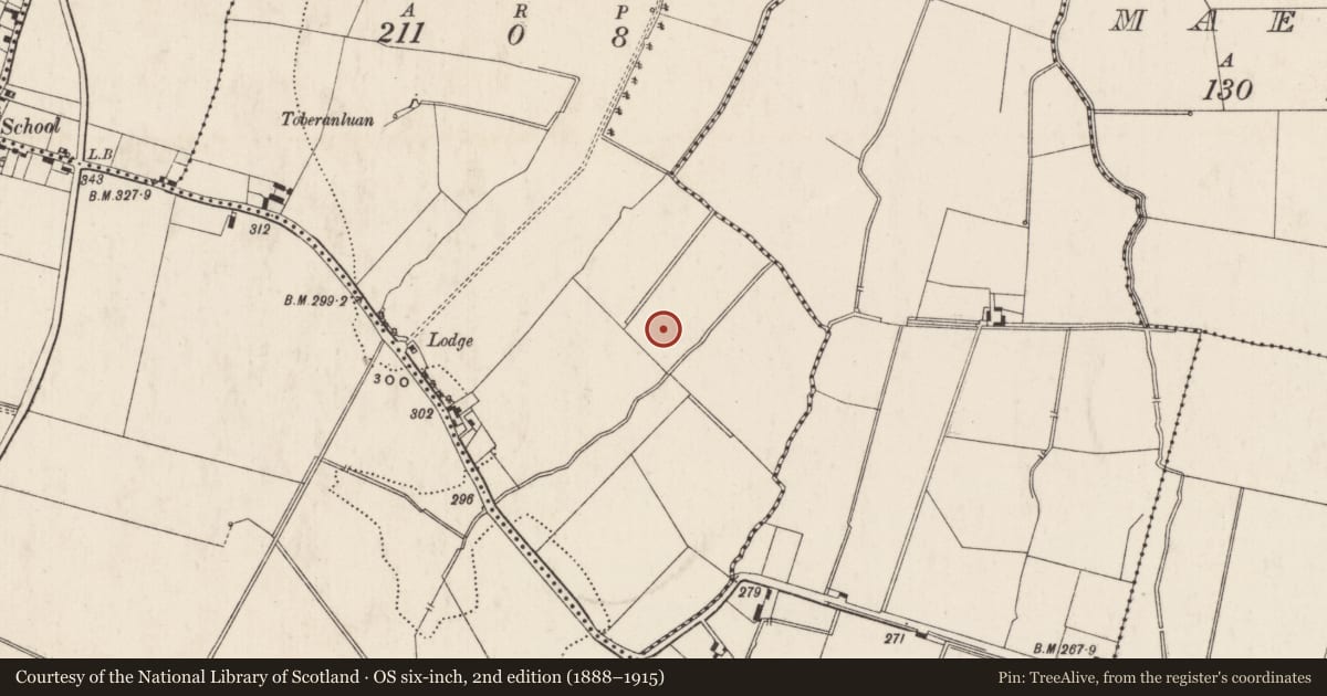 Ordnance Survey six-inch map, 2nd edition (1888–1915) covering the location of Enclosure, Bohernagraga, County Limerick, with a pin at the register's coordinates