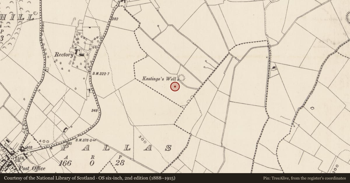Ordnance Survey six-inch map, 2nd edition (1888–1915) covering the location of Barrow - ring-barrow, Kilduff, County Limerick, with a pin at the register's coordinates