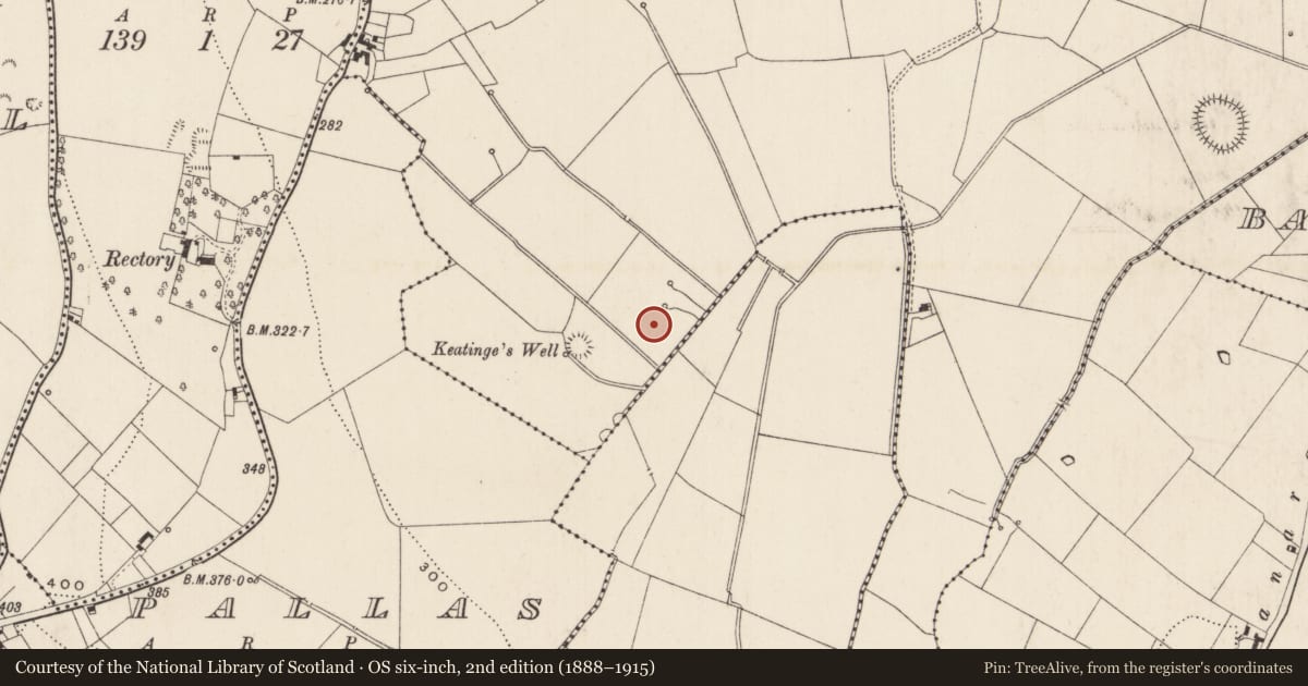 Ordnance Survey six-inch map, 2nd edition (1888–1915) covering the location of Barrow - ring-barrow, Kilduff, County Limerick, with a pin at the register's coordinates