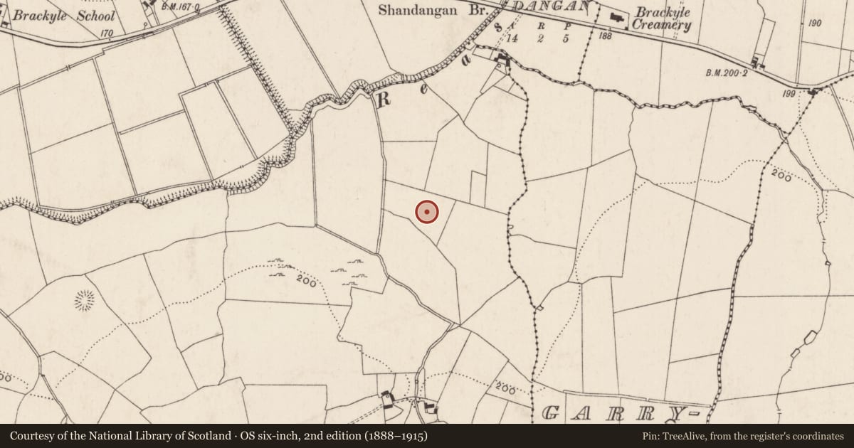 Ordnance Survey six-inch map, 2nd edition (1888–1915) covering the location of Enclosure, Cross, County Limerick, with a pin at the register's coordinates