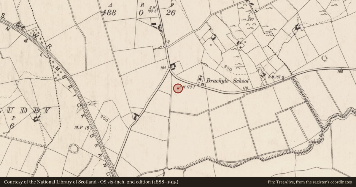 Ordnance Survey six-inch map, 2nd edition (1888–1915) covering the location of Earthwork, Brackyle, County Limerick, with a pin at the register's coordinates