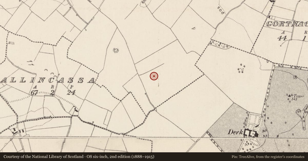 Ordnance Survey six-inch map, 2nd edition (1888–1915) covering the location of Barrow - ring-barrow, Cloghaderreen, County Limerick, with a pin at the register's coordinates