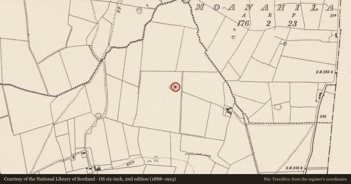 Ordnance Survey six-inch map, 2nd edition (1888–1915) covering the location of Earthwork, Oolahills East, County Limerick, with a pin at the register's coordinates