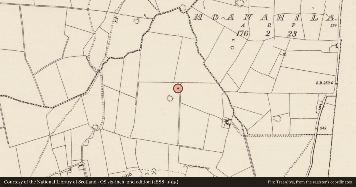 Ordnance Survey six-inch map, 2nd edition (1888–1915) covering the location of Barrow - ditch barrow, Oolahills East, County Limerick, with a pin at the register's coordinates