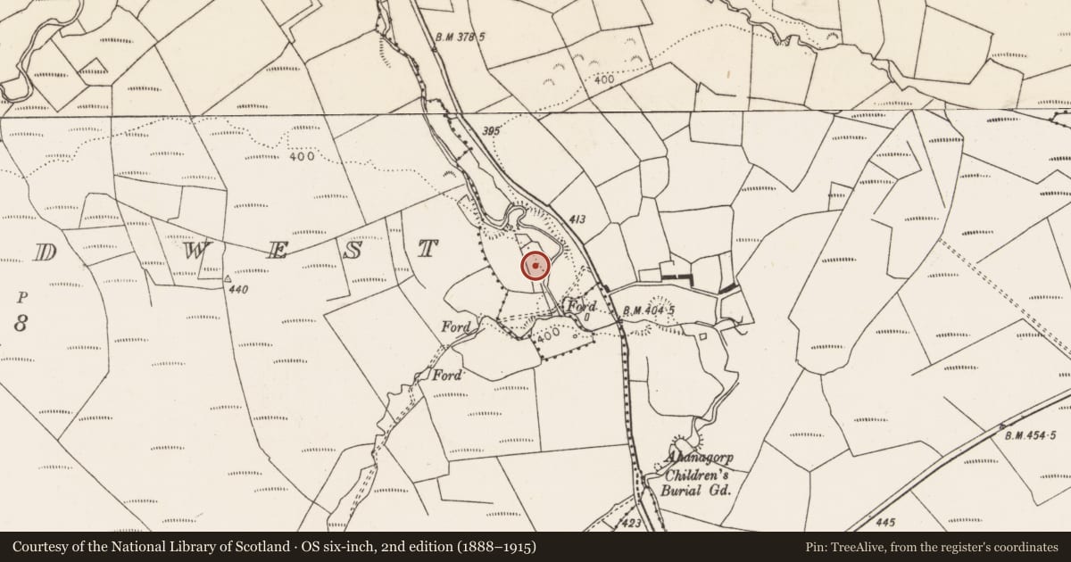 Ordnance Survey six-inch map, 2nd edition (1888–1915) covering the location of Burial ground, Cloonlahard East, County Limerick, with a pin at the register's coordinates