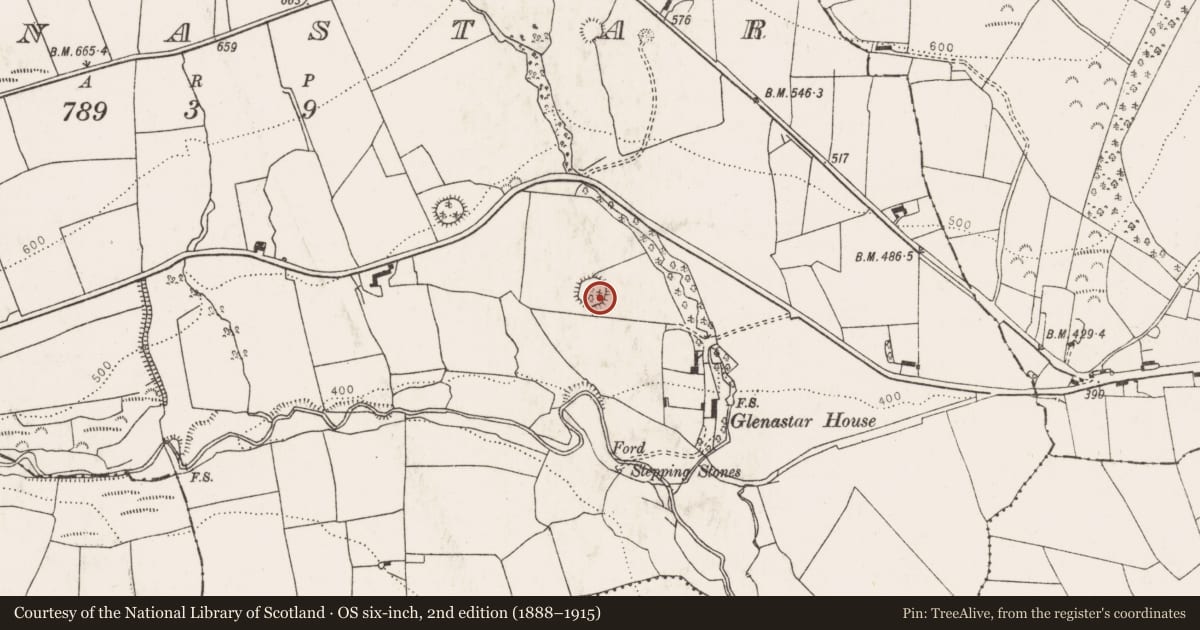 Ordnance Survey six-inch map, 2nd edition (1888–1915) covering the location of Ringfort - rath, Glenastar, County Limerick, with a pin at the register's coordinates
