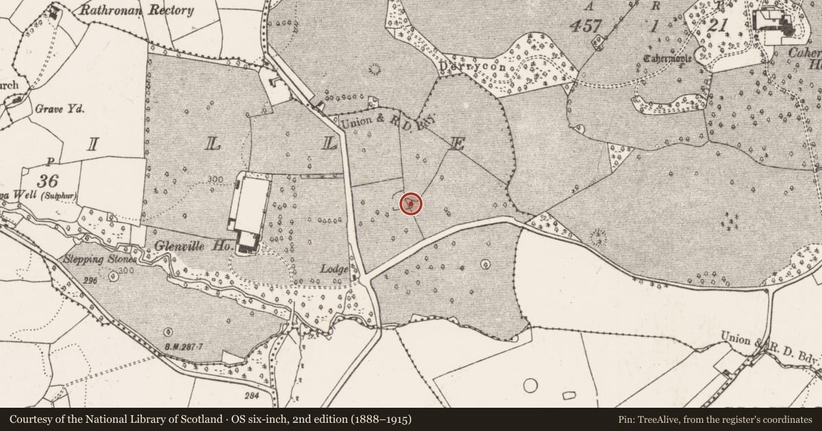 Ordnance Survey six-inch map, 2nd edition (1888–1915) covering the location of Ringfort - rath, Glenville, County Limerick, with a pin at the register's coordinates