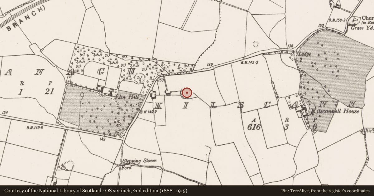 Ordnance Survey six-inch map, 2nd edition (1888–1915) covering the location of Ringfort - rath, Kilscannell, County Limerick, with a pin at the register's coordinates