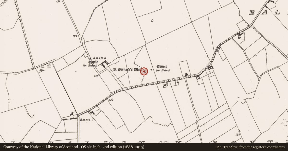 Ordnance Survey six-inch map, 2nd edition (1888–1915) covering the location of Ritual site - holy well, Ballyallinan North, County Limerick, with a pin at the register's coordinates